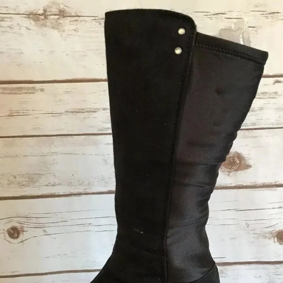 Women Pull On Black Mid Calf Height Round Toe Casual Boots Shoes Sz 3 - Picture 10 of 11